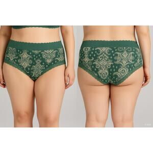 City Chic / Hips & Curves Cotton Print Boyshort – Jade Paisley Sizes Various NWT